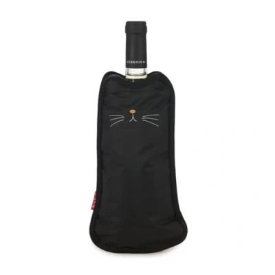 Imagen de Balvi Enfriador de Botellas Vino Meow Color Negro Funda enfriadora en Forma Gato con Bandas elá