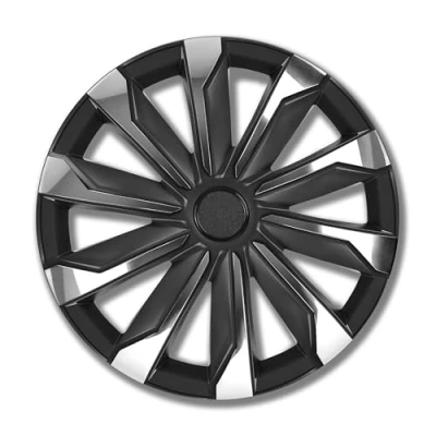 Imagen de PETEX Tapacubos de 14 Pulgadas, 4 Unidades, para Coche, Typhoon, plástico ABS, Color Negro y Plateado