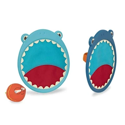 Imagen de B. Toys Juego de lanzar y agarrar 2 Raquetas en Forma Tiburon una Bola Tela Juguetes Actividades para niños al Aire Libre 3 años + Critter Catchers Finley El Tiburón