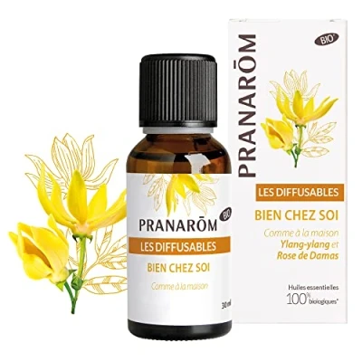Imagen de Pranarôm Les Diffusables Bien Chez Soi Mezcla de aceites esenciales, para difusor, calma en casa, Ylang y rosa Damasco, ecológico, 30 ml