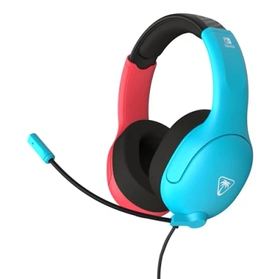 Imagen de Turtle Beach Airlite Fit Auriculares con Cable para Juegos en Blanco y Negro Licencia Oficial Todos los Nintendo Switch: micrófono abatible silenciable, Orejeras de Comodidad Superior
