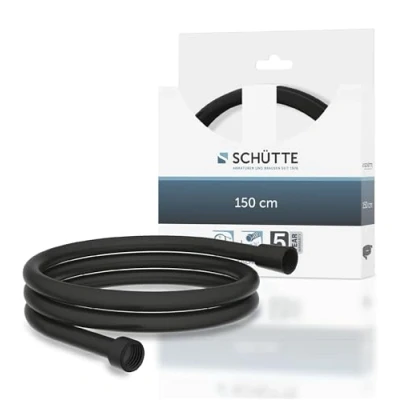 Imagen de SCHÜTTE flexo de ducha 1.5m con protección antitorsión 150cm longitud plástico conexión universal negro