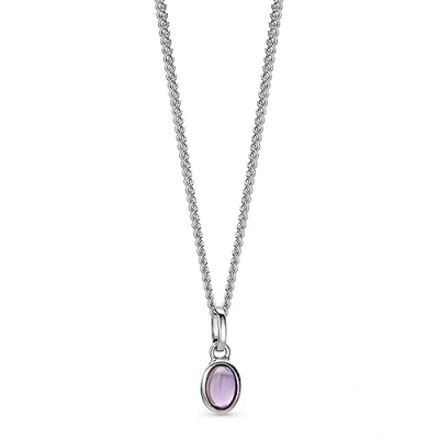 Imagen de OROVI Joya para mujer, cadena ovalada de Amatista con colgante piedra preciosa/piedra natal natural en lila, atemporal, plata ley 925, 46 cm largo, Plata,