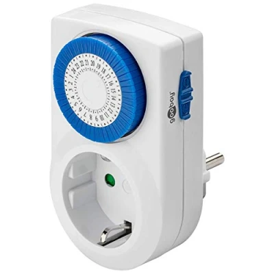 Imagen de goobay 59038 Temporizador analógico para Interiores Tomas de Corriente Ciclo 30 Minutos Ajustable Funcionamiento Continuo Posible silencioso