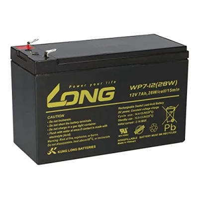 Imagen de 1 Batería de plomo AGM 12 V 7 Ah Long WP7 28 W VDs Faston F1 4,8 mm compatible con gel 7,2 8 9