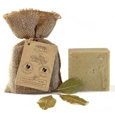 Imagen de Dr.Ancient Jabón de Alepo con Aceite Laurel%40 y Oliva%60 Orgánico, Natural, Vegano, Tradicional, Hecho a Mano, Antibacterial, Psoriasis, Reduce la Resequedad 140 g (Paquete 1)