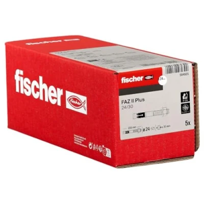 Imagen de fischer anclaje de perno FAZ II Plus 24/30 gvz, carga pesada con alta capacidad carga, pernos para fijaciones cargas pesadas y estructuras acero, aprobación sísmica