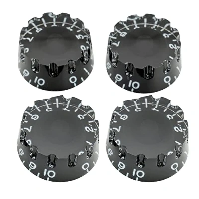 Imagen de Musiclily Pro Imperial Pulgadas Tamaño Botones de Potenciómetros Forma Cilíndrica Perillas para USA Guitarra Eléctrica Les Paul Style, Negro (Juego 4)