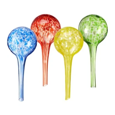 Imagen de Relaxdays Globos de Riego Cristal, Set 4, 15x6 cm, Bolas para Regar Plantas, Autorriego Vacaciones, Multicolor