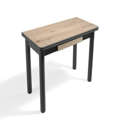 Imagen de MOMMA HOME Mesa Cocina Extensible Comedor Extensible, Plegable, Modernas Extensibles, Color Roble Rustico//Negro, Modelo Pompeya, Medidas 80x40/80x78 cm