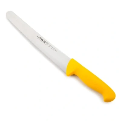Imagen de Arcos Cuchillo Pastelería/Cuchillo para Pasteles Acero Inoxidable Nitrum y Hoja 250 mm. Corta,ecciona corta bases pasteles. Serie 2900. Mango ergonómico polipropileno. Color amarillo.