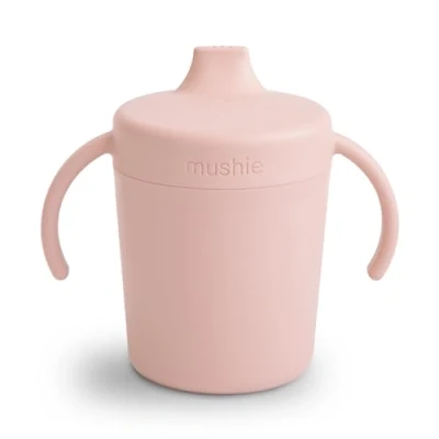 Imagen de mushie Taza para beber de entrenamiento, fabricada en Dinamarca, tapa y asas resistentes a las fugas, partir 6 meses (rubor)