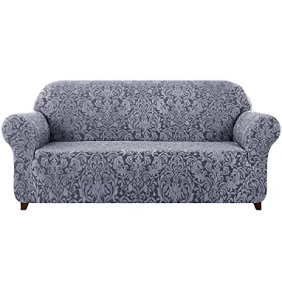 Imagen de subrtex Funda de sofá Damasco Jacquard 1 Pieza, Protector Muebles elástico Alta Elasticidad (sofá XL, patrón Gris)