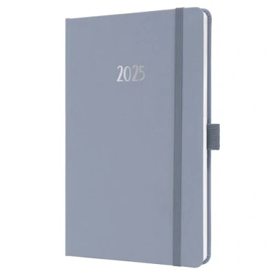 Imagen de SIGEL J5407 Agenda semanal Jolie 2025, certificación FSC, dos páginas = una semana, tapa dura superficie textil, aprox. A5, lila, 174