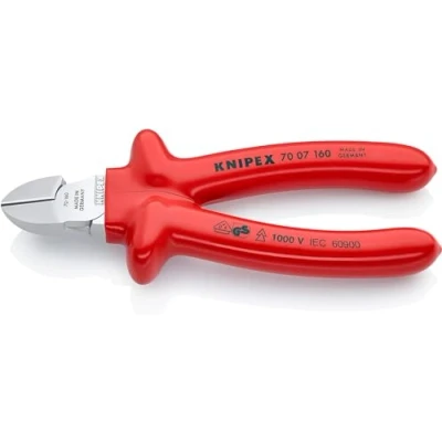 Imagen de Knipex Alicate de corte diagonal cromado, aislados por inmersión en plástico reforzado, según norma VDE 160 mm 70 07