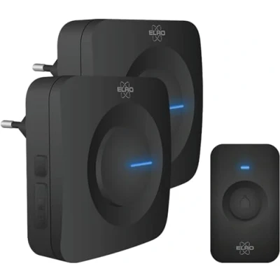 Imagen de ELRO DB3000 Juego de Timbre Inalámbrico 2X Receptor con Enchufe/Plug In Sin Pilas Negro