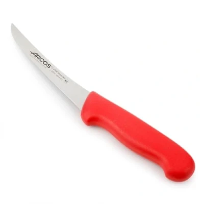 Imagen de Arcos Cuchillo deshuesador 5,s Acero Inoxidable Nitrum y Hoja 140 mm. Carnicero Profesional para Cortar Huesos Carne. Mango ergonómico Polipropileno. Serie 2900. Color Rojo.