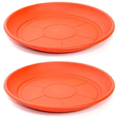 Imagen de AC Pack de 2 Platos para Maceta Mediterranea Fabricado en Polipropileno Ideal el Hogar, Plantas, Jardín, Decoración. Cuidado Plantas Forma Redonda Ø 48,4 cm Color Marrón