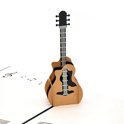 Imagen de Medigy Tarjetas de felicitación 3D Pop Up en blanco para la mayoría las ocasiones (guitarra) (negro)