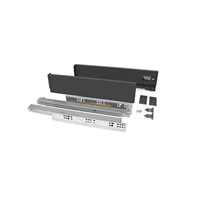 Imagen de Emuca Kit cajón para cocina o baño, altura 131 mm, prof. 450 40 Kg, cierre suave, tableros no incluidos, Acero, Gris antracita