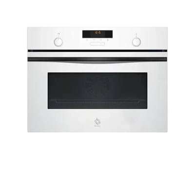 Imagen de Balay Horno compacto, 45 cm, Aire Caliente 3D, Aqualisis, Raíles Flex, Cristal blanco, 3CB5159B3