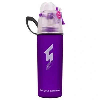 Imagen de Botella de agua deportiva para beber vaporizador, sin BPA flujo rápido se abre con un solo clic, vaso antifugas ciclismo Fitness Camping senderismo al aire libre (Violeta L)