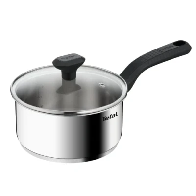 Imagen de Tefal Comfort Max C9732304 Cacerola de 18 cm, tapa cristal, acero inoxidable 18/10 alta calidad, asas ergonómicas que se mantienen frías, tacto suave, todas las estufas, olla inducción,