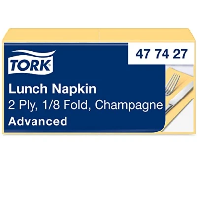 Imagen de Tork 477427 Soft Lunch/Servilletas para almuerzo de dos capas/plegado americano 1/8 / color champagne/ 10 paquetes x 200 unidades (2000 servilletas) 33 cm cm/Advanced