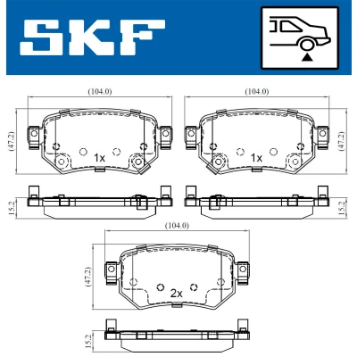 Imagen de SKF VKBP 90497 A Juego de pastillas freno con avisador acústico desgaste MAZDA: 6 Berlina