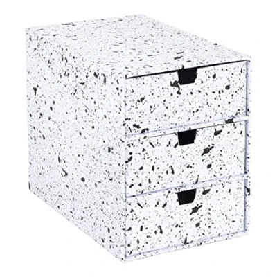 Imagen de Bigso Box of Sweden Cajonera pequeña para documentos y material de oficina Organizador con 3 cajones Caja tablero fibras papel negro