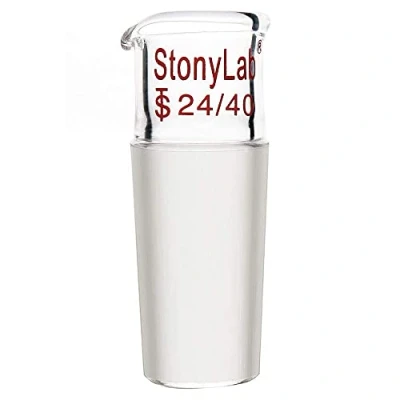 Imagen de stonylab adaptador de vertedor vidrio, vertido líquido vidrio borosilicato con junta interna tierra 24/40 para suministro laboratorio