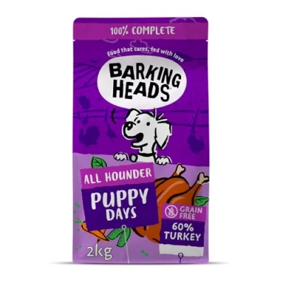 Imagen de Barking Heads Comida Seca para Cachorros Puppy Days Pollo y salmón 100% natural, sin cereales ni aromas artificiales, Ayuda a fortalecer huesos dientes, 2 kg