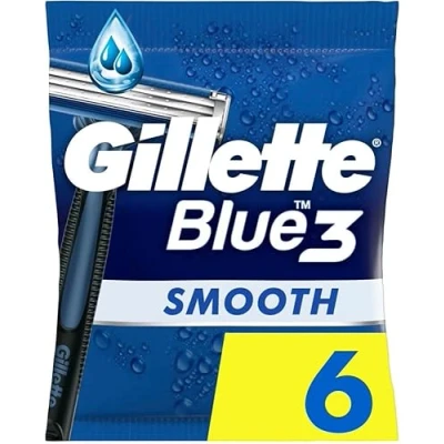 Imagen de Gillette Blue3 Smooth Maquinilla de afeitar desechable para hombre, 6 maquinillas con 3 cuchillas, cabezal giratorio 40, tiras deslizantes tecnología ComfortGel