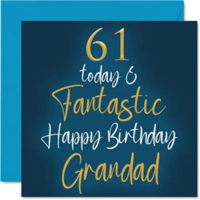 Imagen de Stuff4 fantásticas tarjetas de 61 cumpleaños para abuelo hoy y Tarjeta feliz nieto, nieta, abuelo, regalos 145 mm x