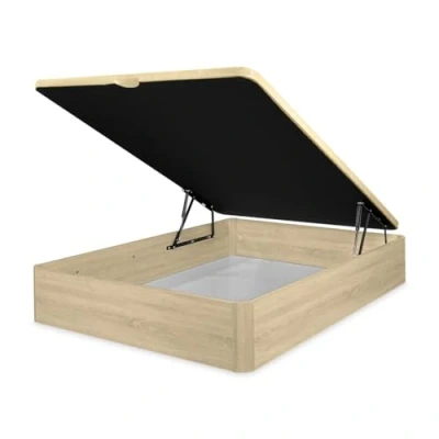 Imagen de Mattfy Canapé Abatible Extra Reforzado Gran Capacidad con Tapa Transpirable, Esquinas Redondeadas, Madera, Cambria, 135 x 190