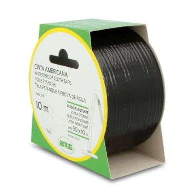 Imagen de Amig Cinta Americana Mod.516 de Fijación Extrafuerte y Resistente al Agua para Uso en Interiores o Exteriores Perfecta Bricolaje Reparaciones Medidas 10 m x 50 mm Color Negro