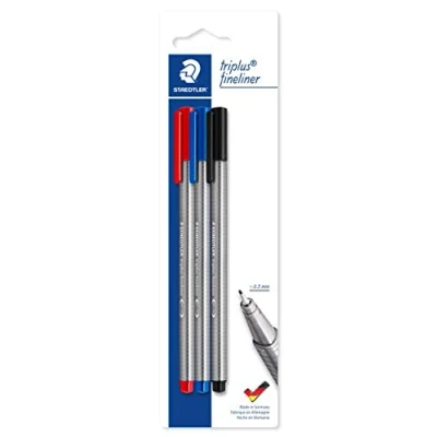 Imagen de Staedtler 334 S BK3 Triplus Fineliner Surtido, Paquete de 3, Triangular, 0.3 mm, Tarjeta Blíster