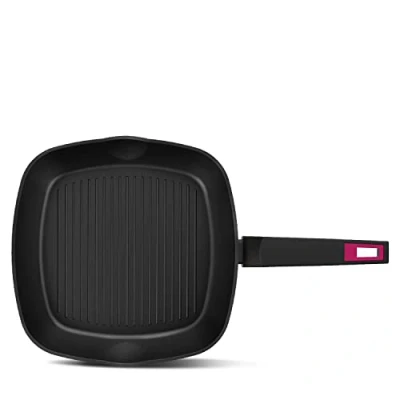 Imagen de Taurus Best Moments Grill de aluminio forjado. 28x28 cm. mango ergonómico. para todo tipo fuegos. recubrimiento antiadherente. apta lavavajillas. libre PFOA. negro