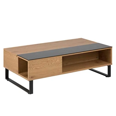 Imagen de AC Design Furniture Nikolaj Mesa de Centro Elevable, Sofá con Parte Elevable y Almacenamiento, Aspecto Roble Salvaje, Muebles Salón, L: 110 x Prof: 60 Al: 35 cm