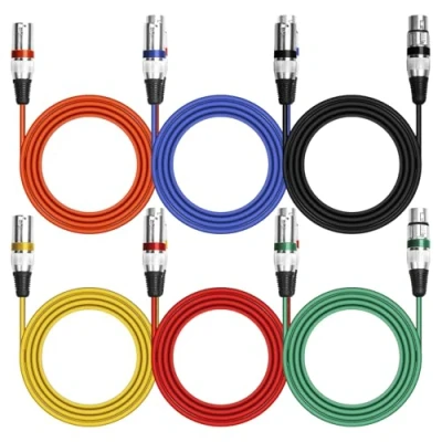 Imagen de BORDEAG 6 Pack 2 M Cable XLR, de Micrófono DMX, XLR Balanceado 3 Pines Macho a Hembra, Conexiones Mesa Sonido Microfono, Dmx Cables para Luz Escenario