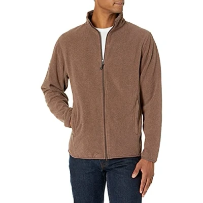 Imagen de Amazon Essentials Chaqueta de Felpa con Cremallera Completa (Disponible en Tallas Grandes y Largos Especiales) Hombre, Marrón Mezcla, XS