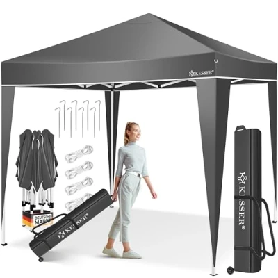 Imagen de KESSER® Pabellón 3x3m Impermeable Incl. Bolsa Sistema de Clic Emergente Protección UV 50+ Plegable Carpa Jardín Fiesta Barras Metal Antracita