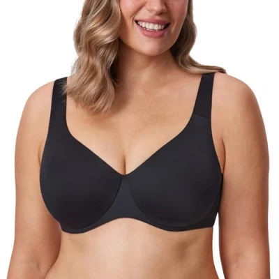 Imagen de AISILIN Sujetador Minimiseur Talla Grande con Aros Sin Relleno Completa Mujer Negro 115C