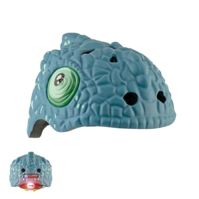 Imagen de Casco de Bicicleta para niño Crazy Safety Bici 2 a 7 años Skate, Bicicleta, Patinete, monopatin Animal 3D Ligero y Ajustable 49 55 cm (Camaleon Azul)