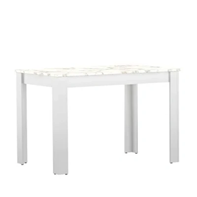 Imagen de Temahome Mesa de comedor Nice, tablero partículas melamina, blanco y efecto mármol, 110 x 70 73,4 cm