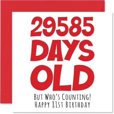 Imagen de Stuff4 tarjeta de cumpleaños número 81 para hombres, mujeres, él y ella, 29585 días edad, divertida adultos, abuela, abuelo, mamá, papá, 145 mm, tarjetas