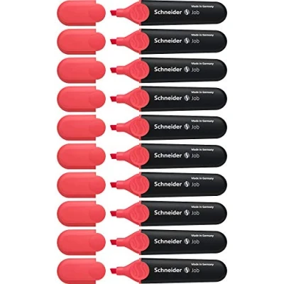 Imagen de Schneider Job 150 Subrayador permanente (rellenable, con capuchón solapa, 10 unidades), color rojo