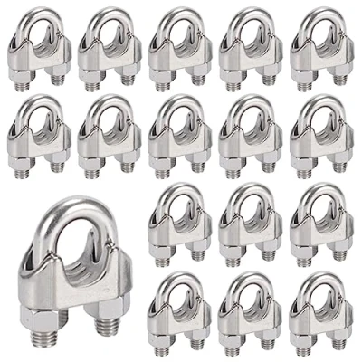 Imagen de 20 Piezas Abrazaderas de Cuerda Cable M5 Clip Alambre Inoxidable 304 Perno En U Sujetacables Acero Wire Rope Clips para 5mm