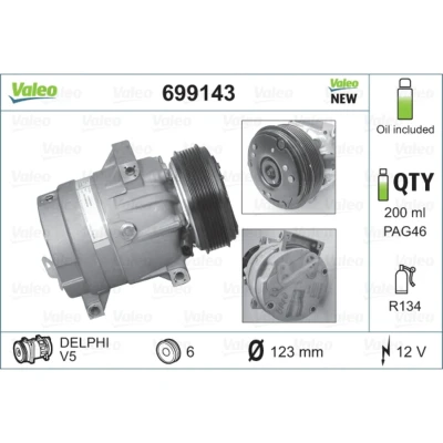 Imagen de VALEO NEW ORIGINAL PART 699143 compresor de Aire Acondicionado 5V16 12 PAG 46 R 134 a con aceite RENAULT: MEGANE 1 Classic, Scénic