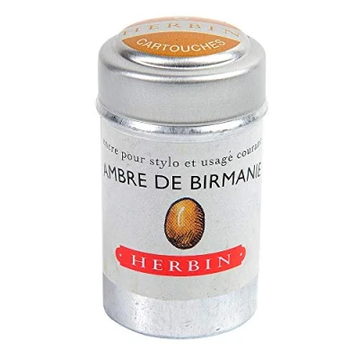 Imagen de Clairefontaine ES Herbin 20141T Une boite de 6 cartouches d&#039;encre pour stylo plumes et stylos roller (produit sans emballage objectif zéro déchet), Ambre Birmanie